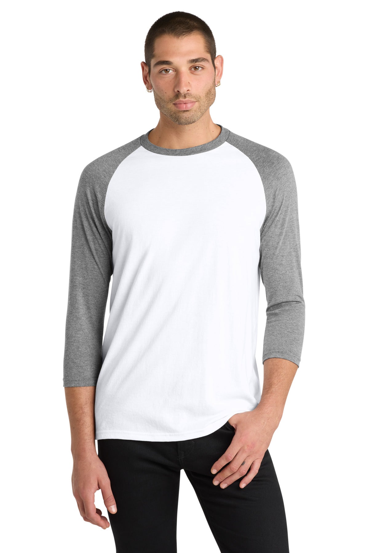 Custom Embroidery or DTF Print - District ® Perfect Tri ® 3/4-Sleeve Raglan. DM136