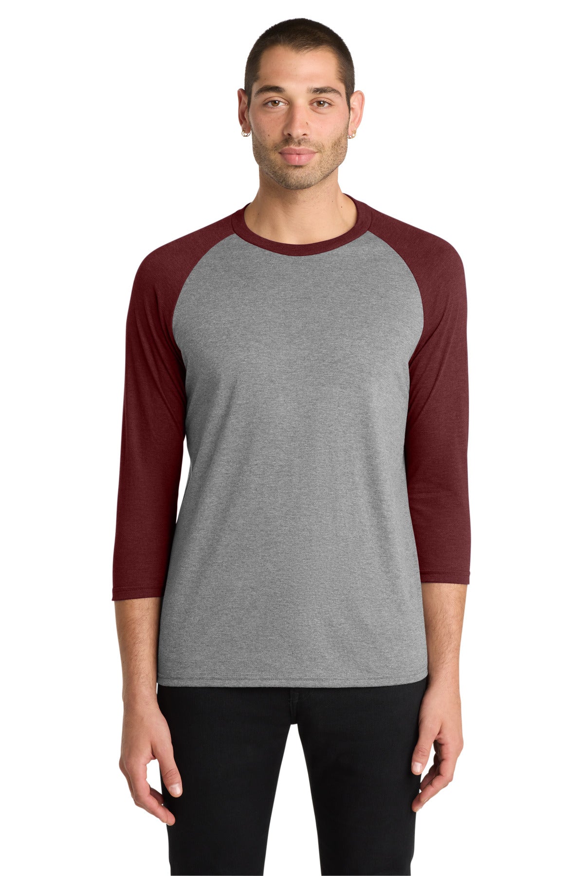 Custom Embroidery or DTF Print - District ® Perfect Tri ® 3/4-Sleeve Raglan. DM136