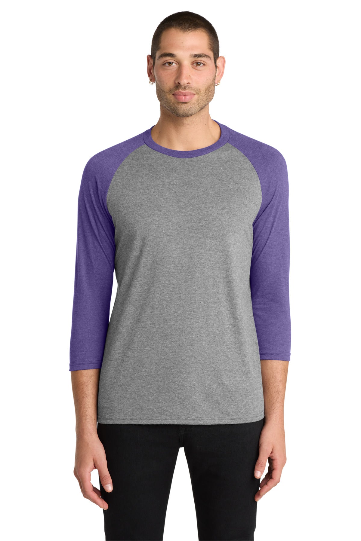 Custom Embroidery or DTF Print - District ® Perfect Tri ® 3/4-Sleeve Raglan. DM136
