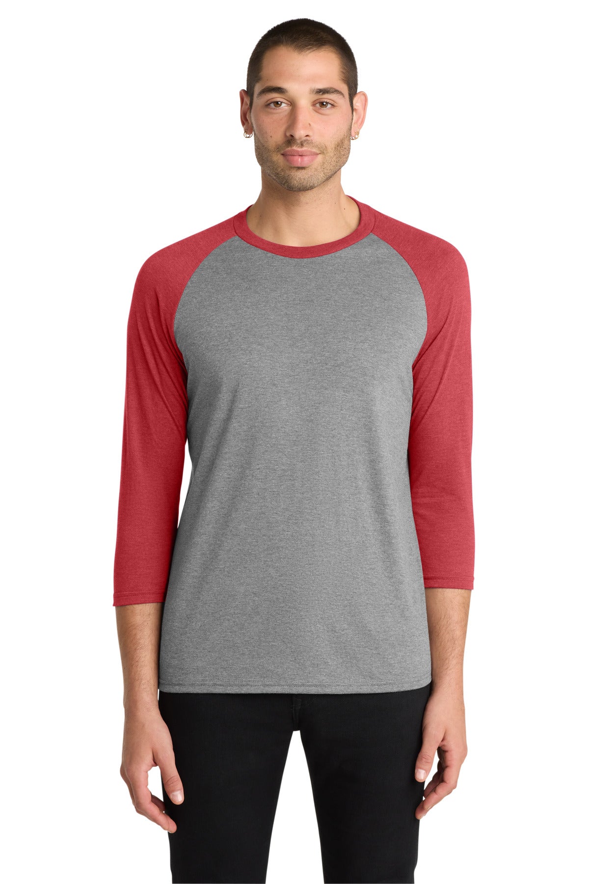 Custom Embroidery or DTF Print - District ® Perfect Tri ® 3/4-Sleeve Raglan. DM136