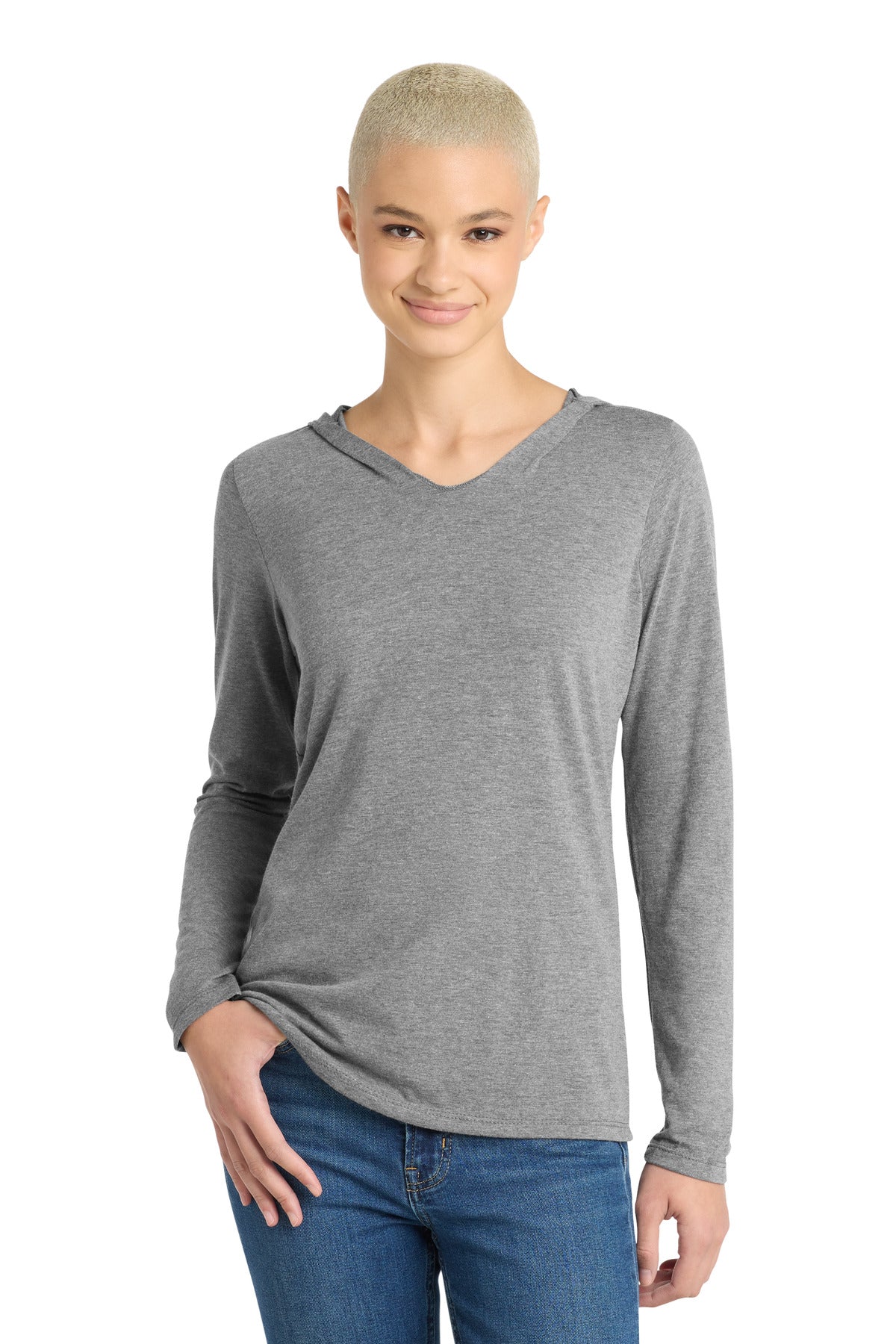 Custom Embroidery or DTF Print - District ® Women's Perfect Tri ® Long Sleeve Hoodie. DM139L