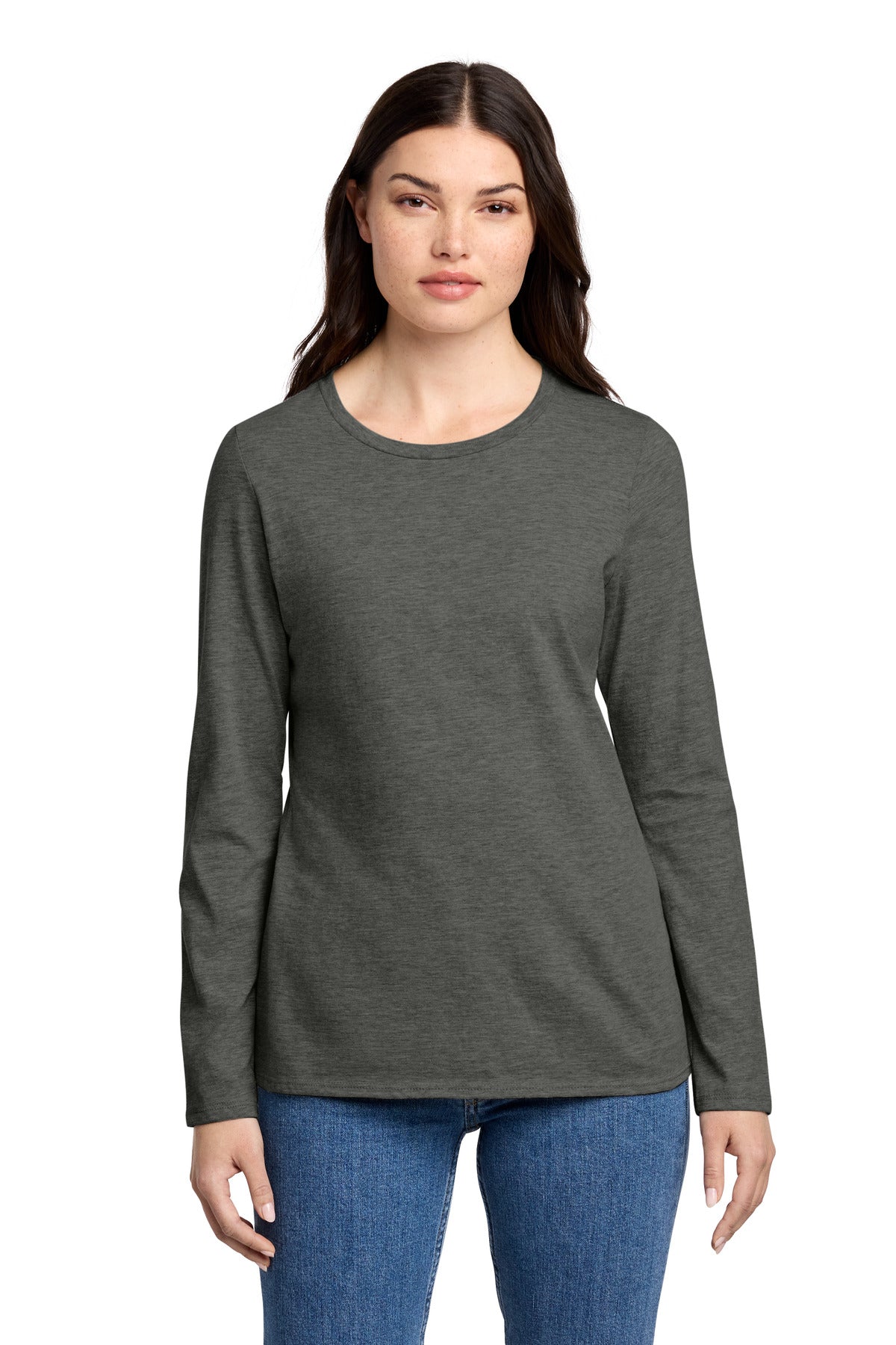 Custom Embroidery or DTF Print - District ® Women's Perfect Blend ® CVC Long Sleeve Tee DT110