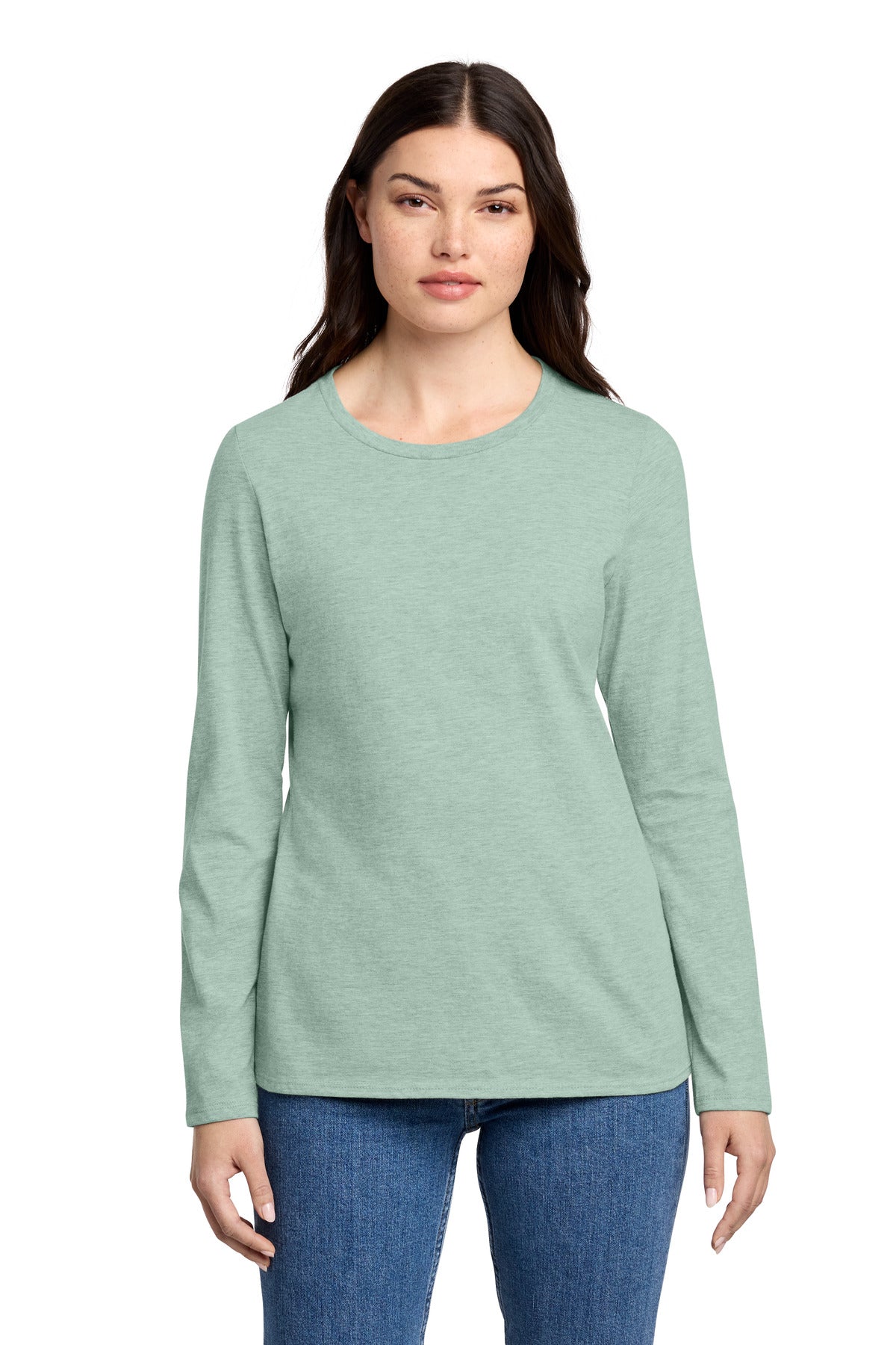 Custom Embroidery or DTF Print - District ® Women's Perfect Blend ® CVC Long Sleeve Tee DT110