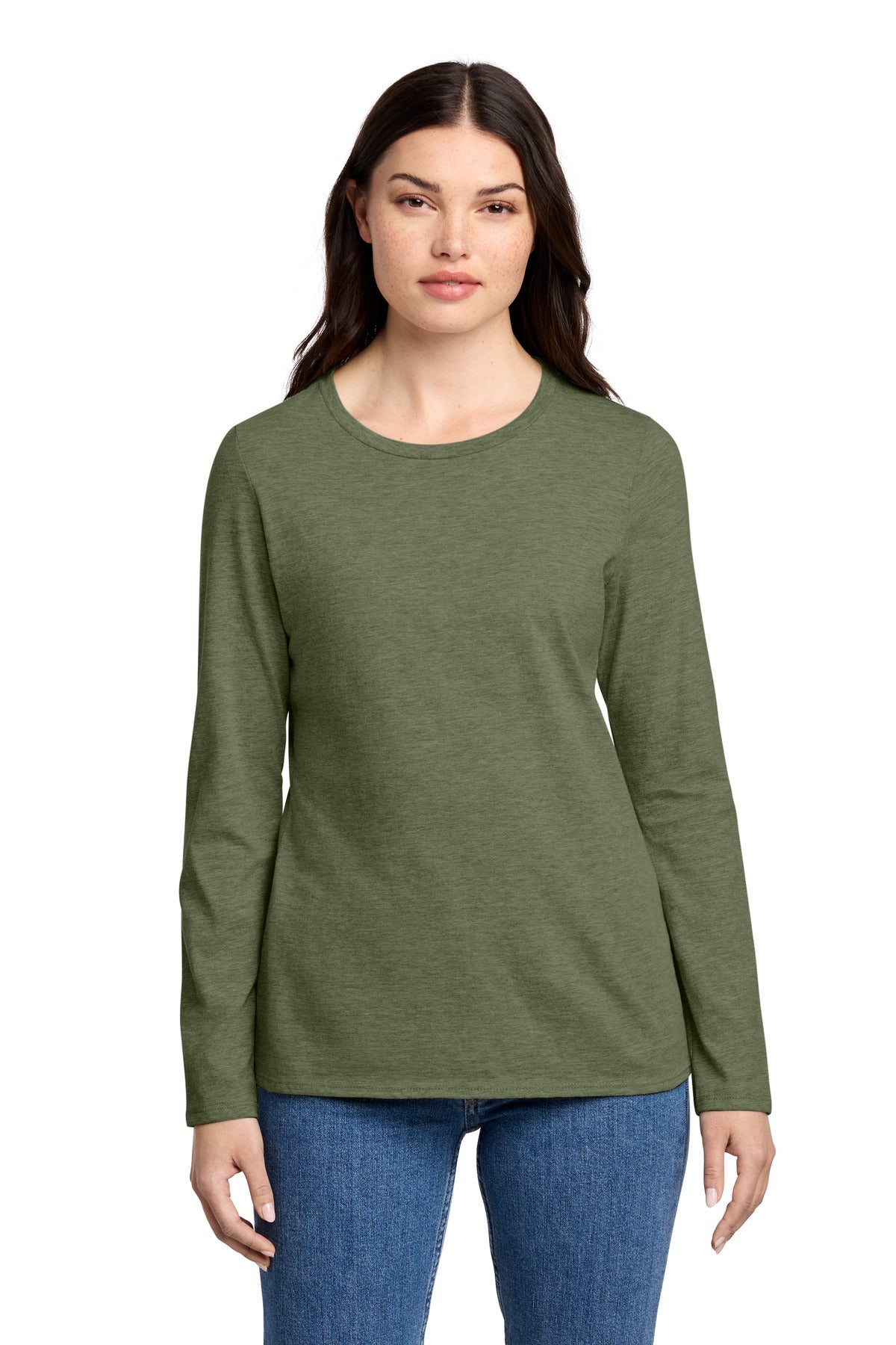 Custom Embroidery or DTF Print - District ® Women's Perfect Blend ® CVC Long Sleeve Tee DT110