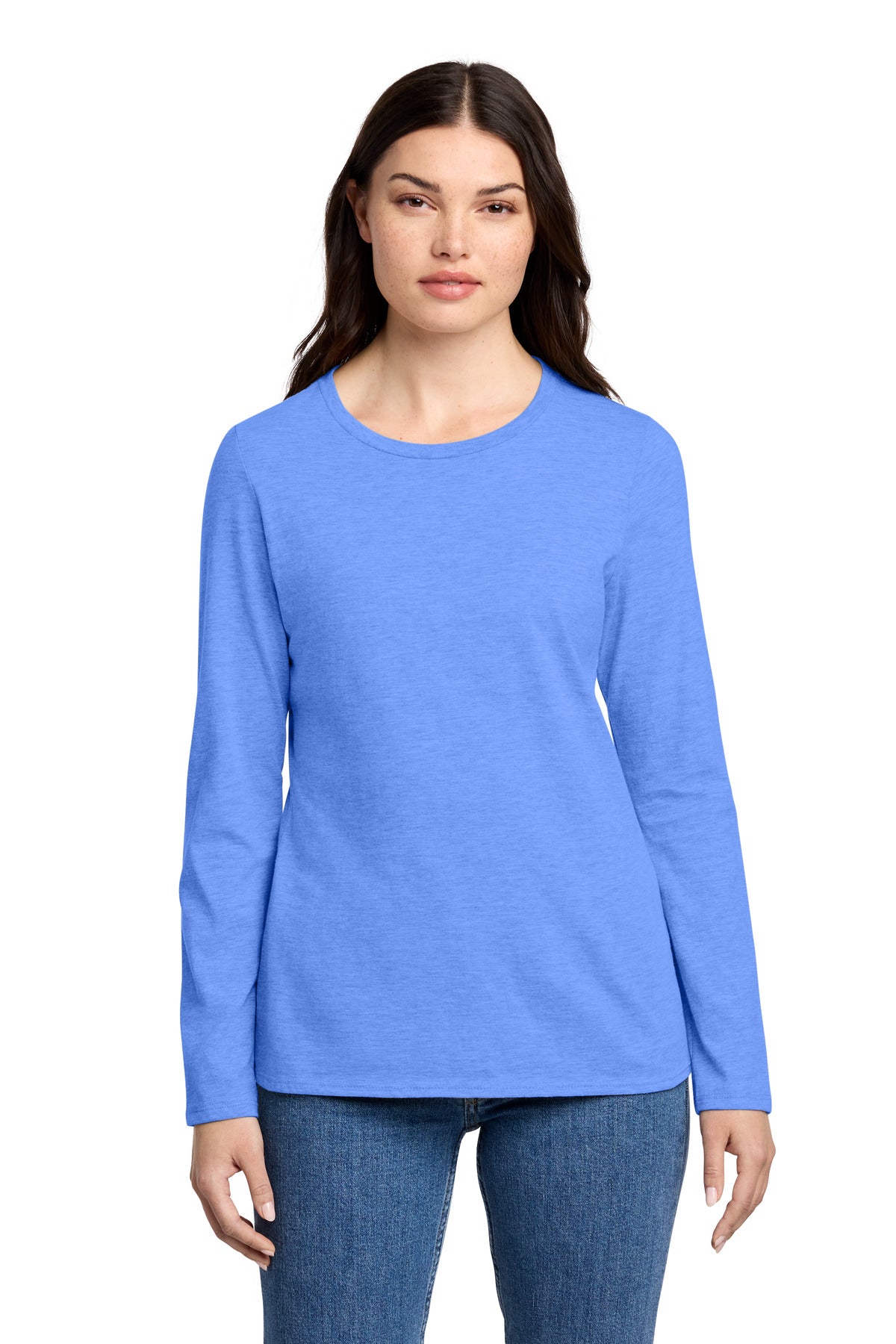 Custom Embroidery or DTF Print - District ® Women's Perfect Blend ® CVC Long Sleeve Tee DT110