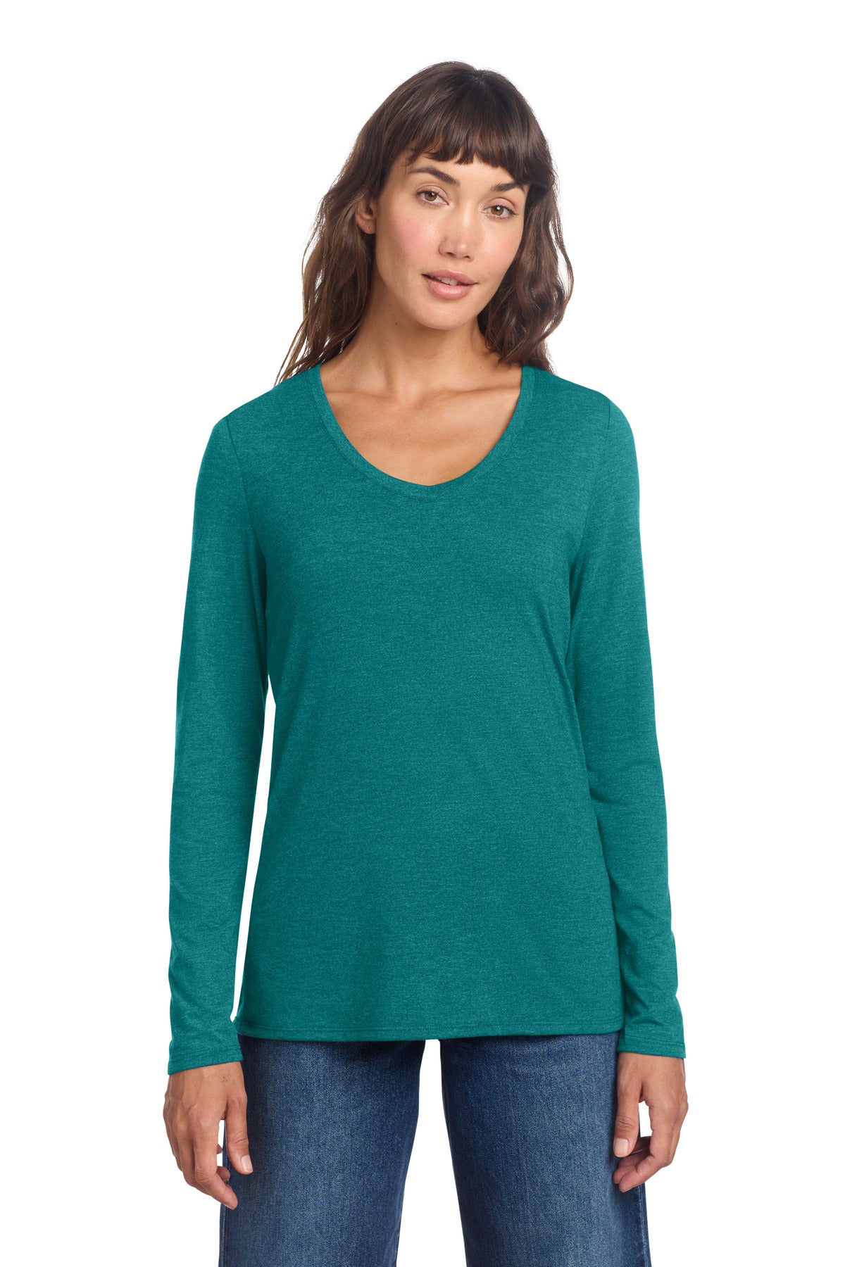 Custom Embroidery or DTF Print - District ® Women's Perfect Tri ® Long Sleeve V-Neck Tee DT135