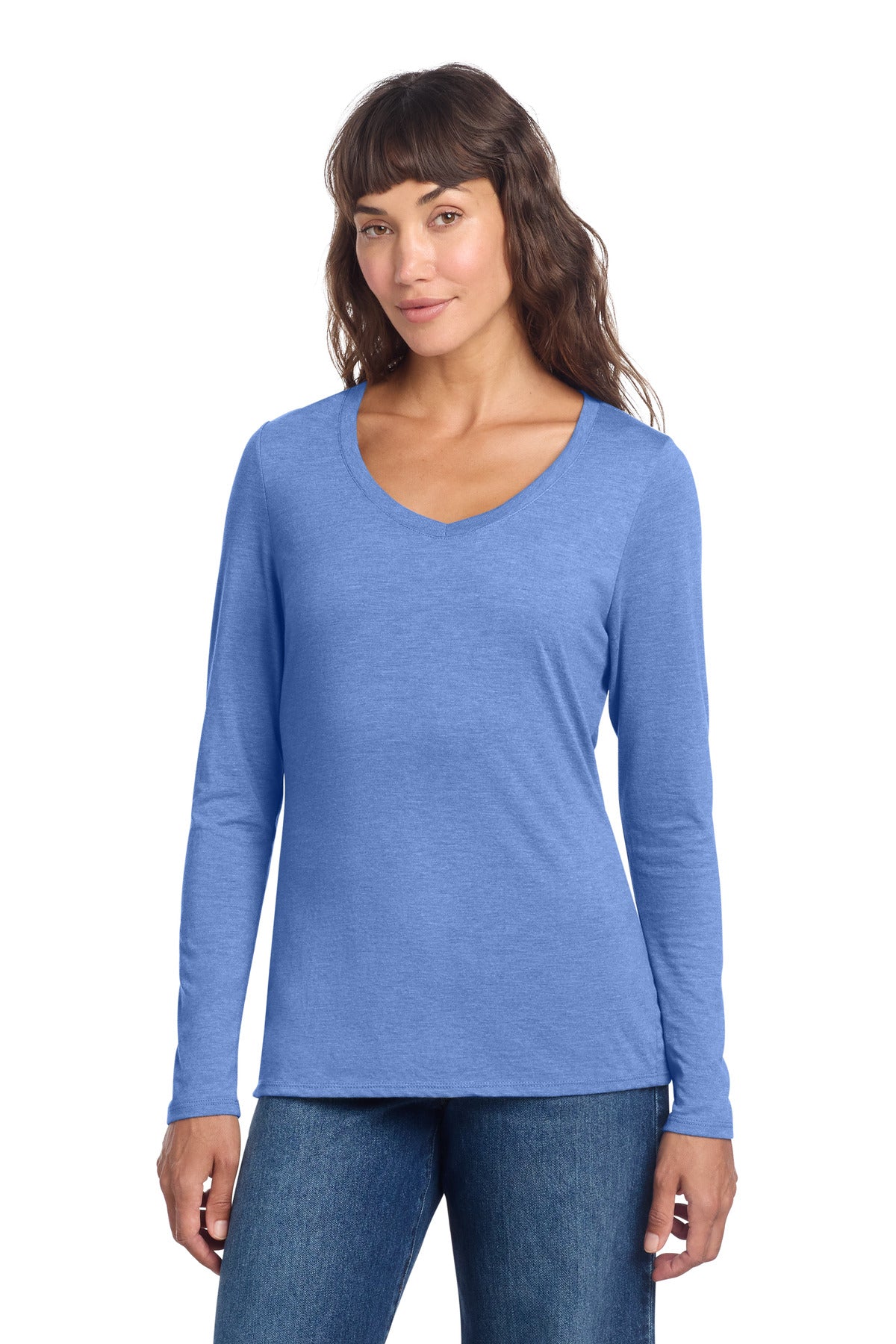 Custom Embroidery or DTF Print - District ® Women's Perfect Tri ® Long Sleeve V-Neck Tee DT135