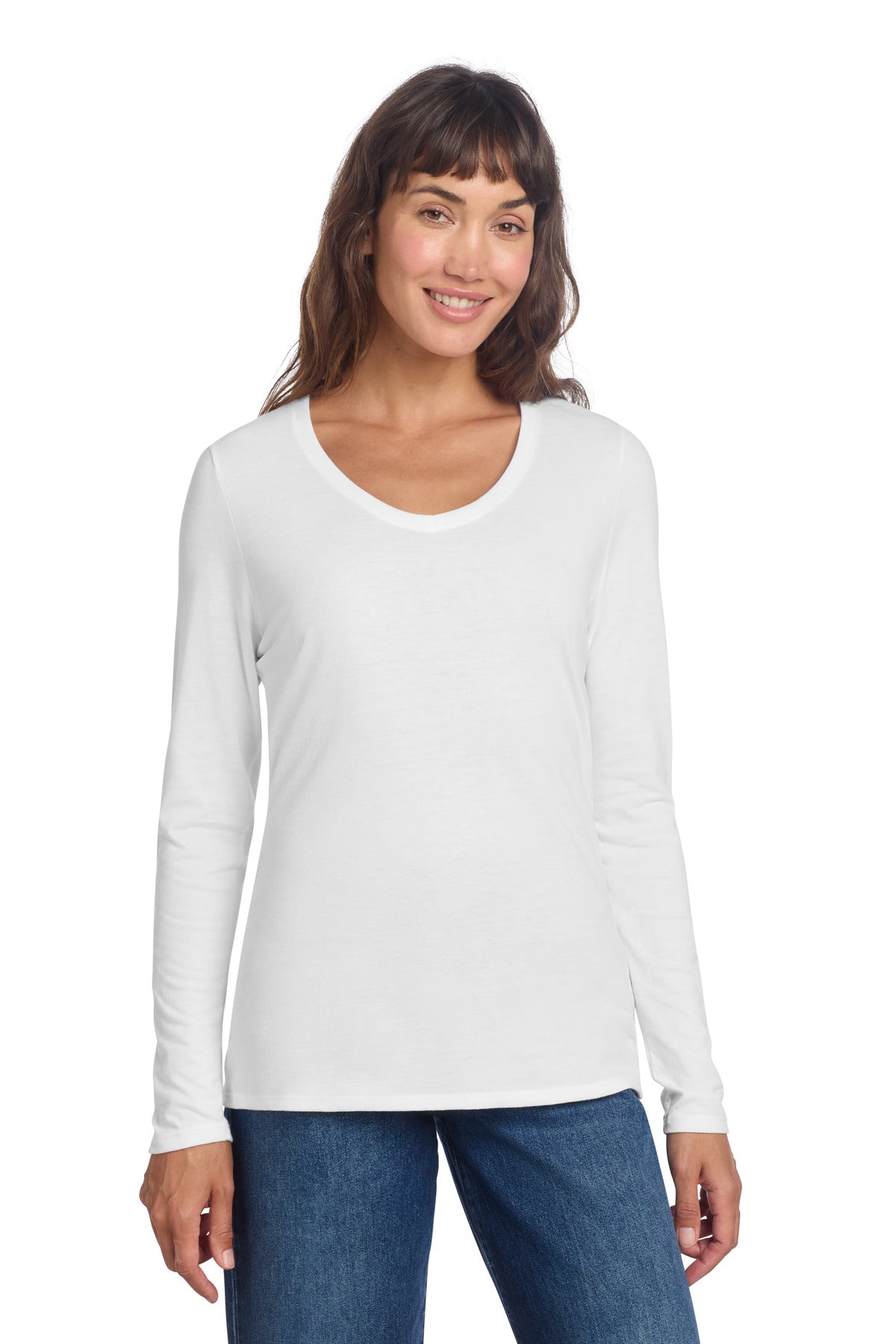 Custom Embroidery or DTF Print - District ® Women's Perfect Tri ® Long Sleeve V-Neck Tee DT135