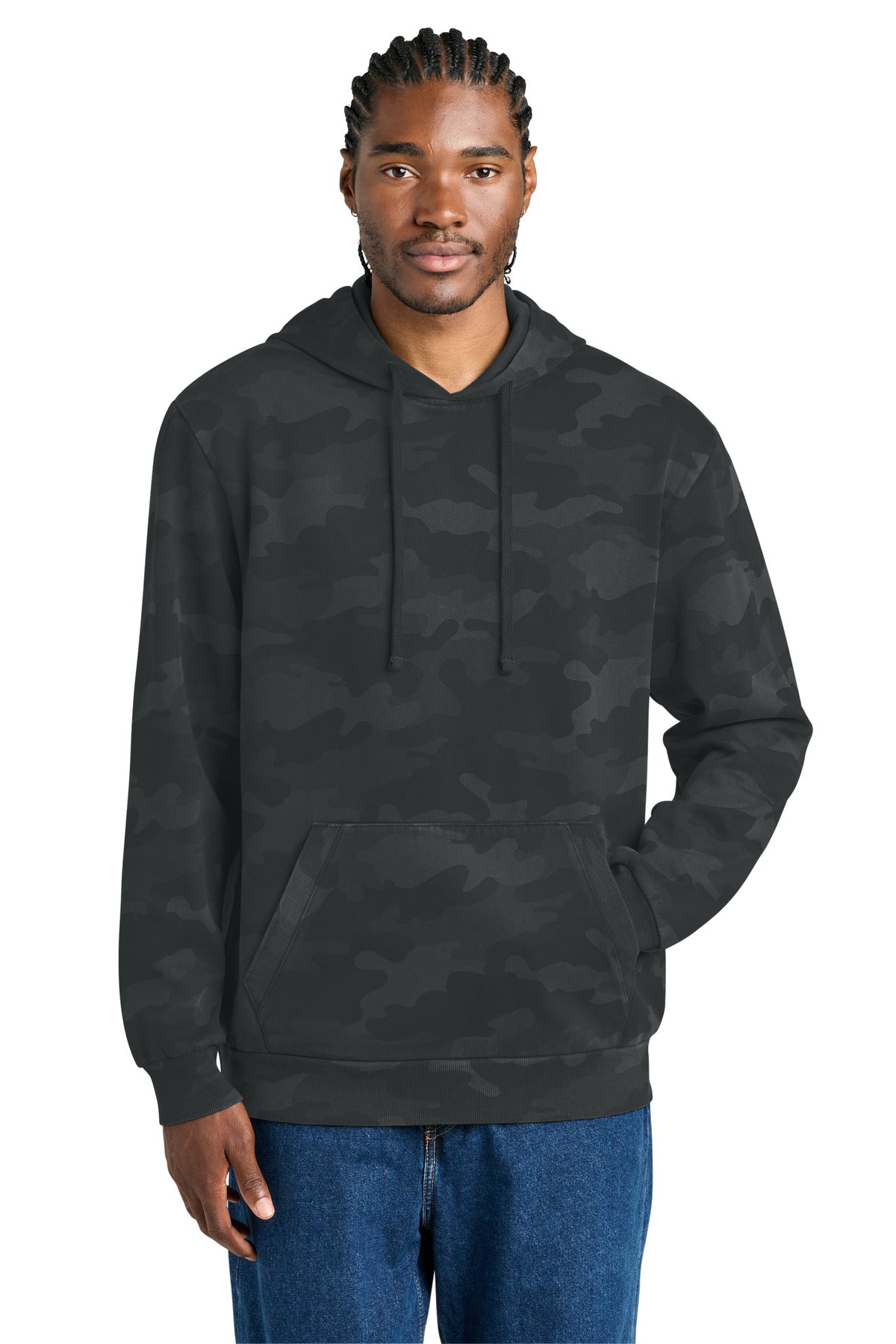 Custom Embroidery or DTF Print - District Wash â„¢ Camo Fleece Hoodie DT2200C