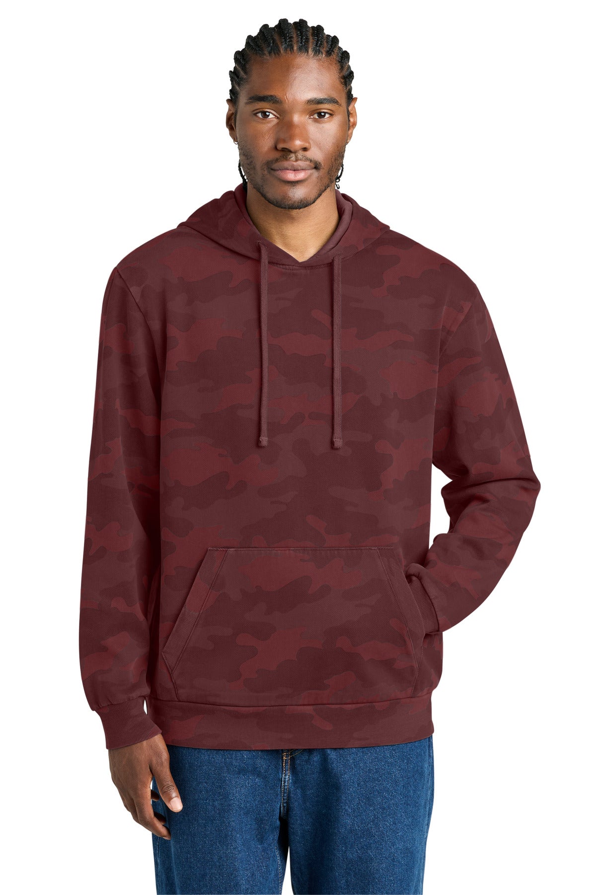 Custom Embroidery or DTF Print - District Wash â„¢ Camo Fleece Hoodie DT2200C