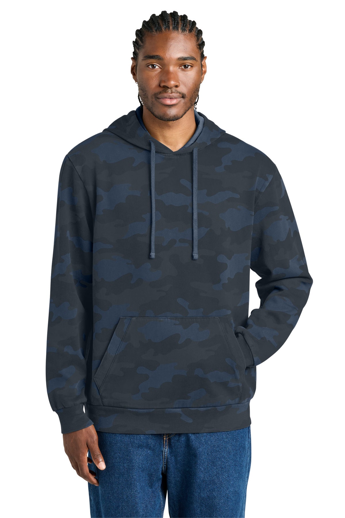 Custom Embroidery or DTF Print - District Wash ™ Camo Fleece Hoodie DT2200C