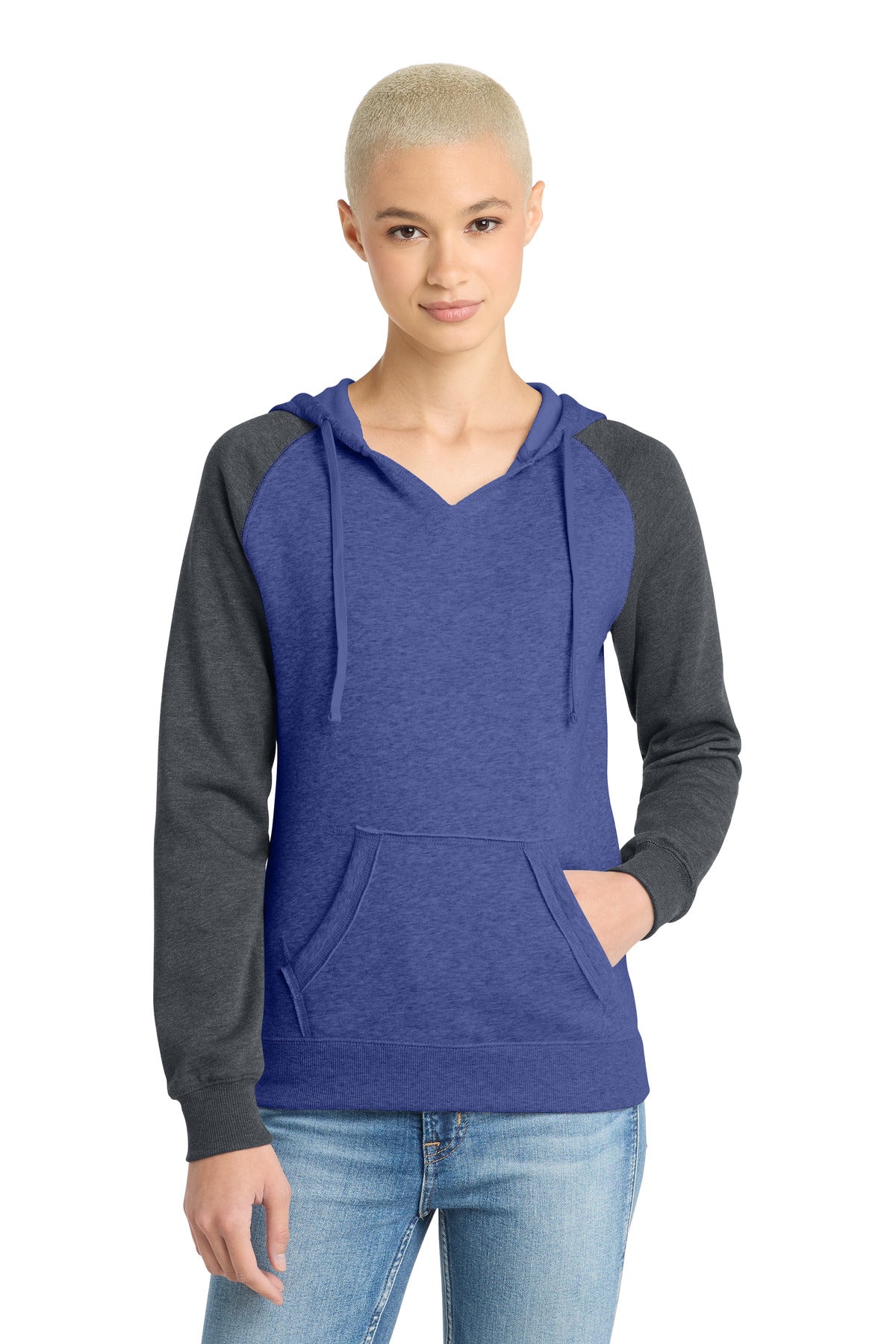 Custom Embroidery or DTF Print - District ® Women's Lightweight Fleece Raglan Hoodie. DT296