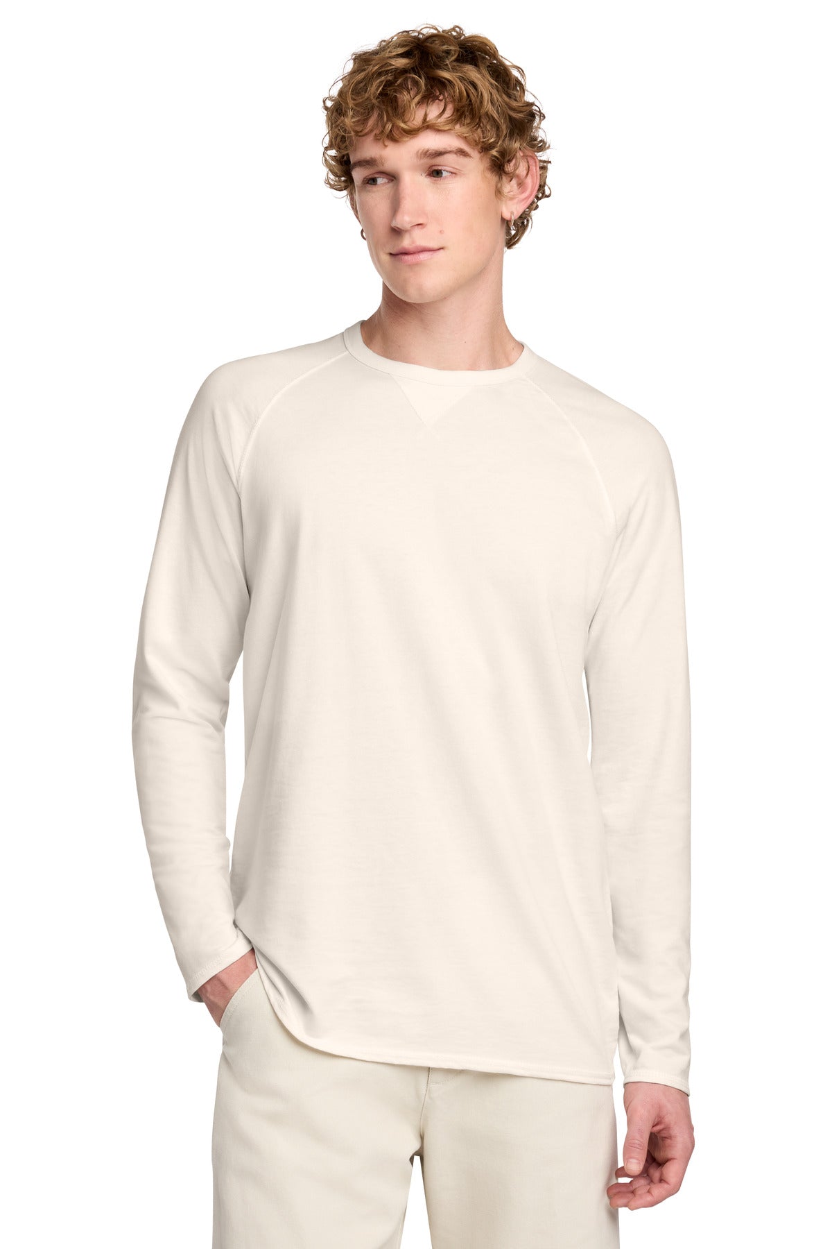 Custom Embroidery or DTF Print - District ® Featherweight French Terry ™ Long Sleeve Crewneck DT572