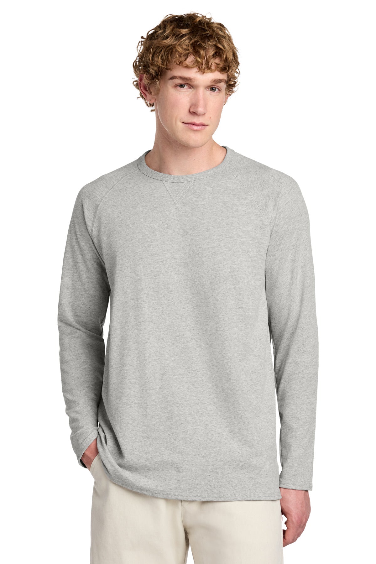 Custom Embroidery or DTF Print - District ® Featherweight French Terry ™ Long Sleeve Crewneck DT572