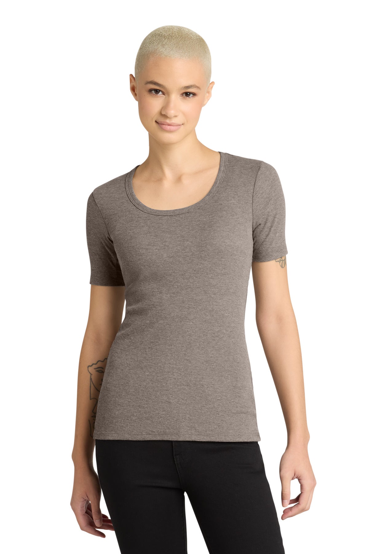 Custom Embroidery or DTF Print - District ® Women's V.I.T. ™ Rib Scoop Neck Tee DT6020