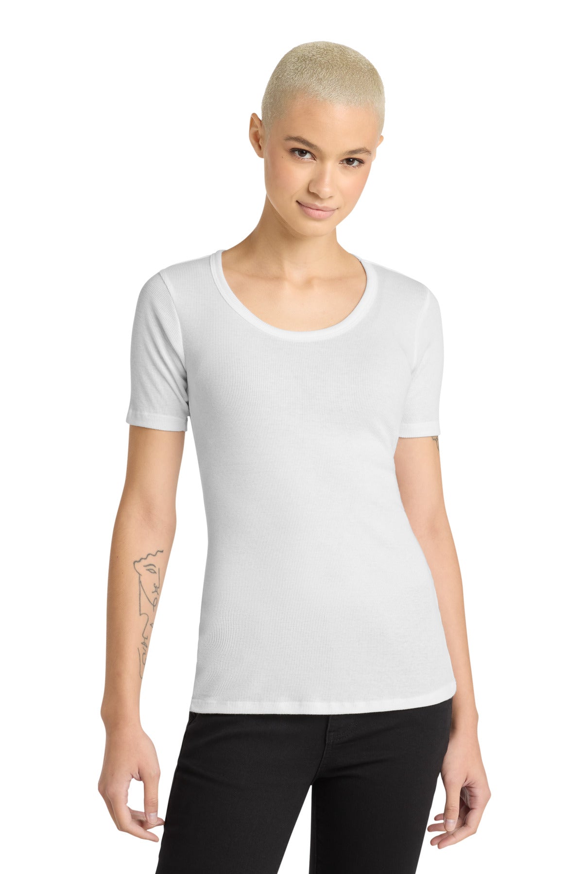 Custom Embroidery or DTF Print - District ® Women's V.I.T. ™ Rib Scoop Neck Tee DT6020