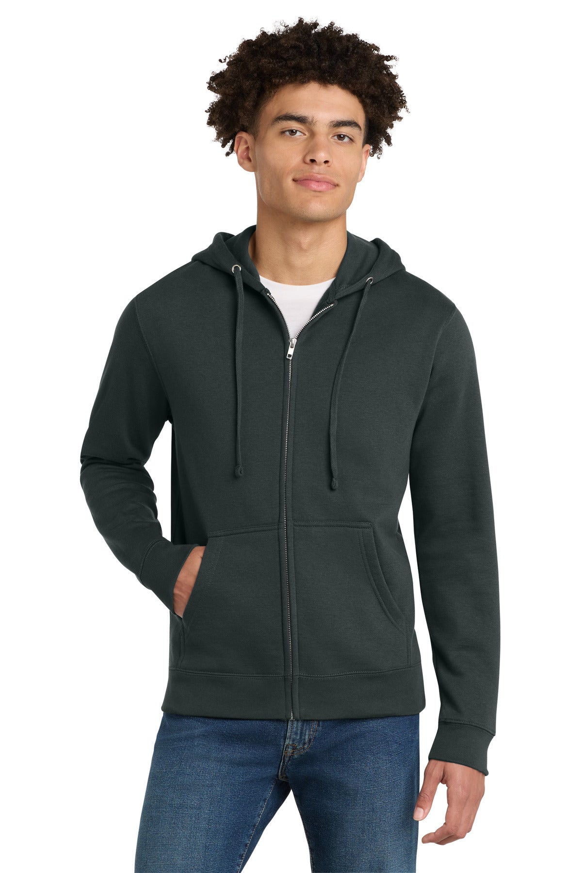 Custom Embroidery or DTF Print - District ® V.I.T. ™ Fleece Full-Zip Hoodie DT6102