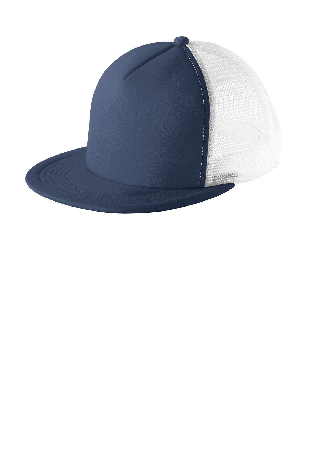Custom Embroidery or DTF Print - District ® Flat Bill Snapback Trucker Cap. DT624