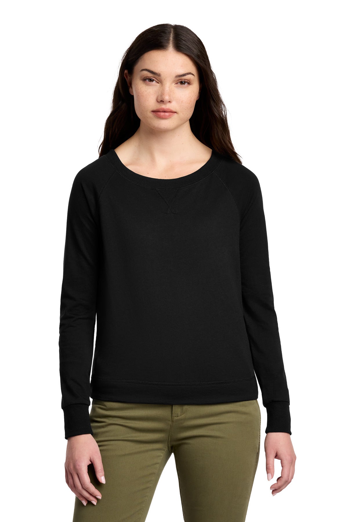 Custom Embroidery or DTF Print - District ® Women's Featherweight French Terry ™ Long Sleeve Crewneck DT672