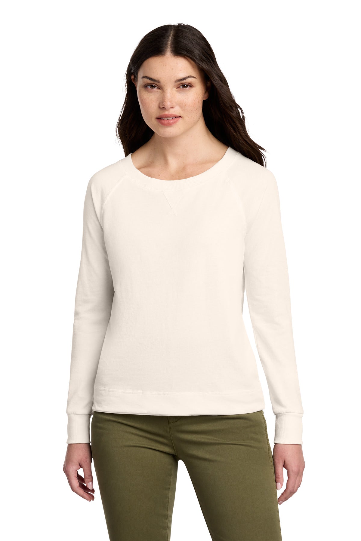 Custom Embroidery or DTF Print - District ® Women's Featherweight French Terry ™ Long Sleeve Crewneck DT672