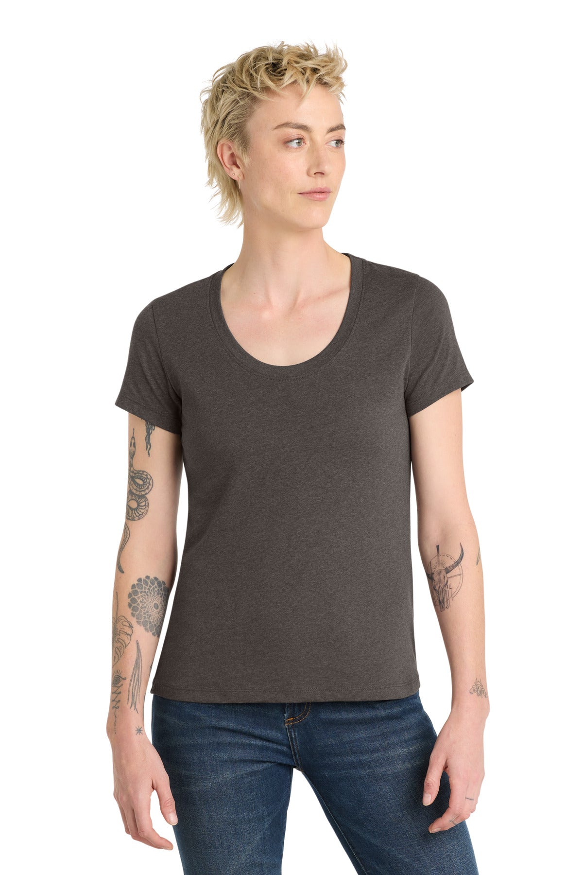 Custom Embroidery or DTF Print - District ® Women's Flex Scoop Neck Tee DT7501