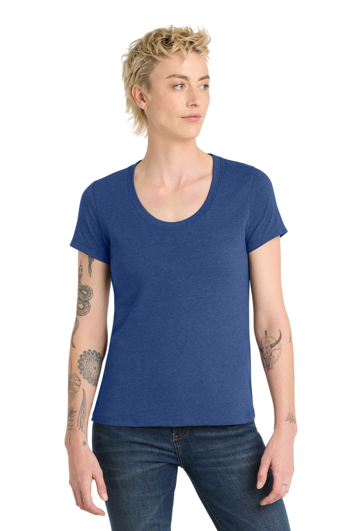 Custom Embroidery or DTF Print - District ® Women's Flex Scoop Neck Tee DT7501