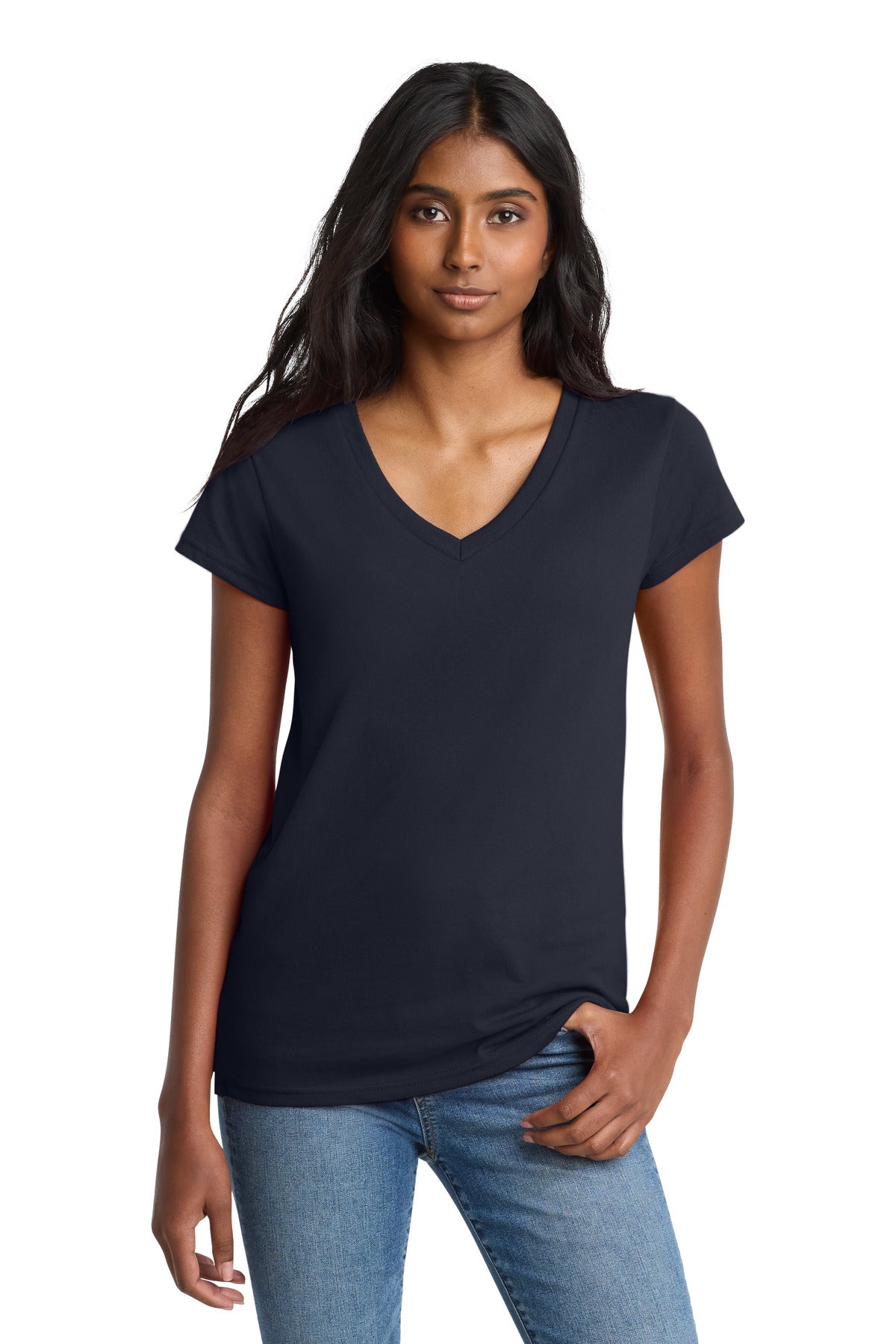 Custom Embroidery or DTF Print - District ® Women's Re-Tee ™ V-Neck DT8001