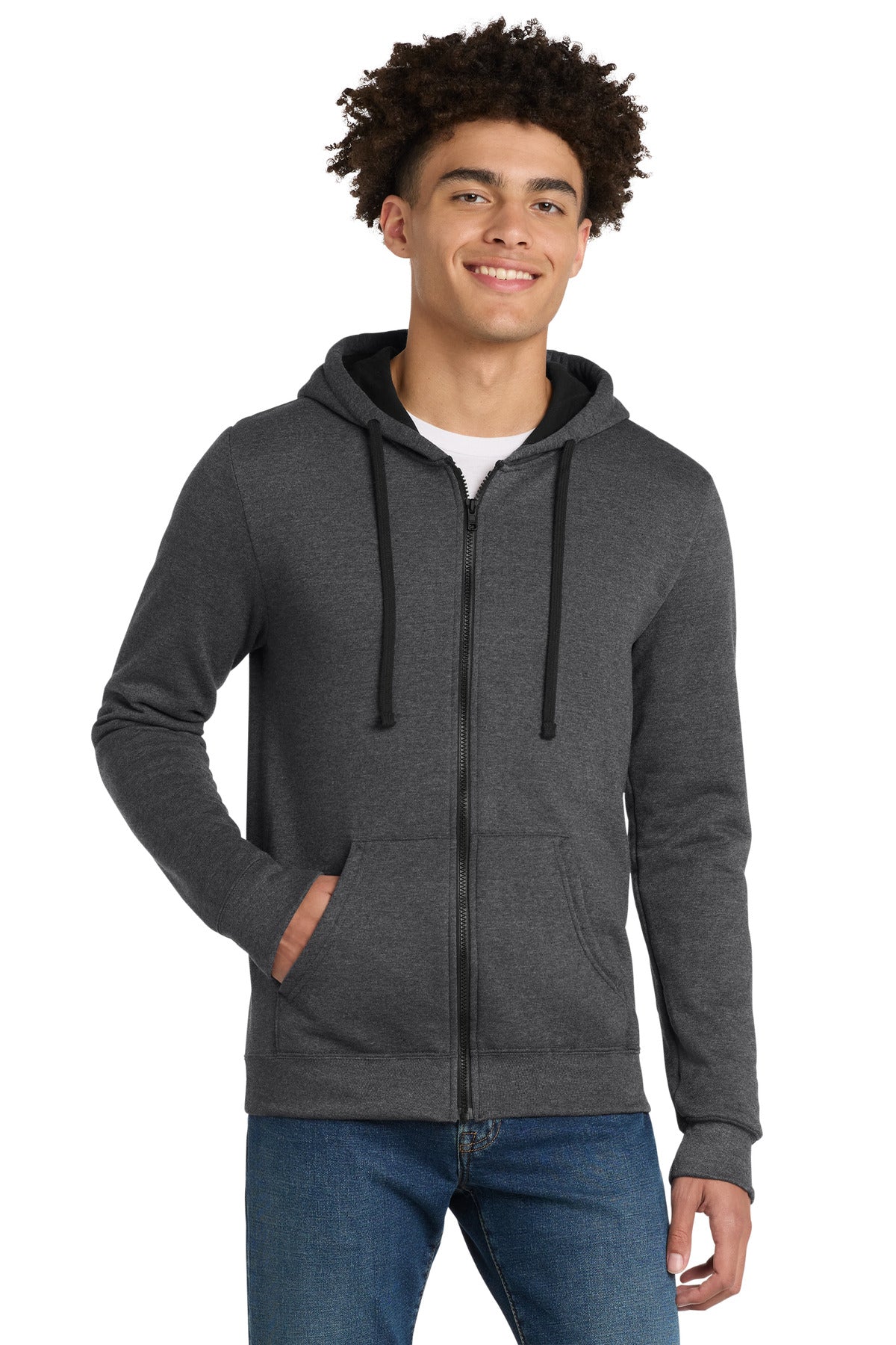 Custom Embroidery or DTF Print - District ® The Concert Fleece ® Full-Zip Hoodie. DT800