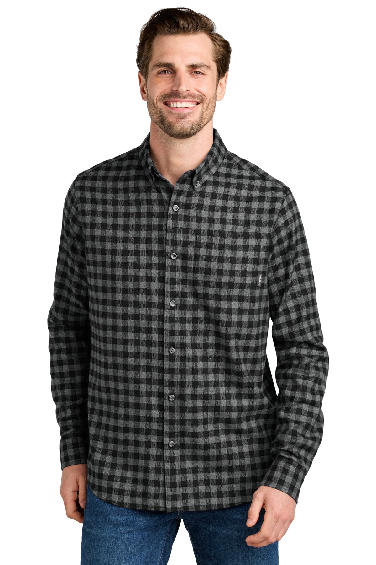 Custom Embroidery or DTF Print - Eddie Bauer® Long Sleeve Favorite Flannel Plaid Shirt EB610