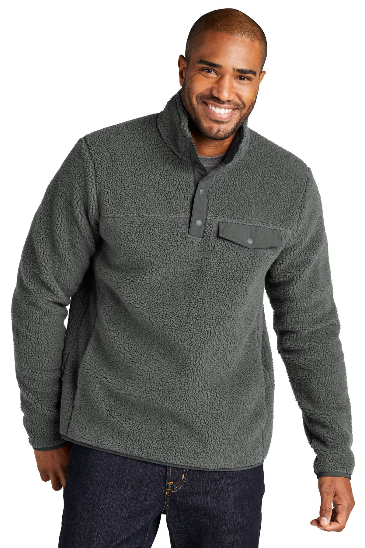 Custom Embroidery or DTF Print - Port Authority ® Camp Fleece Snap Pullover F140