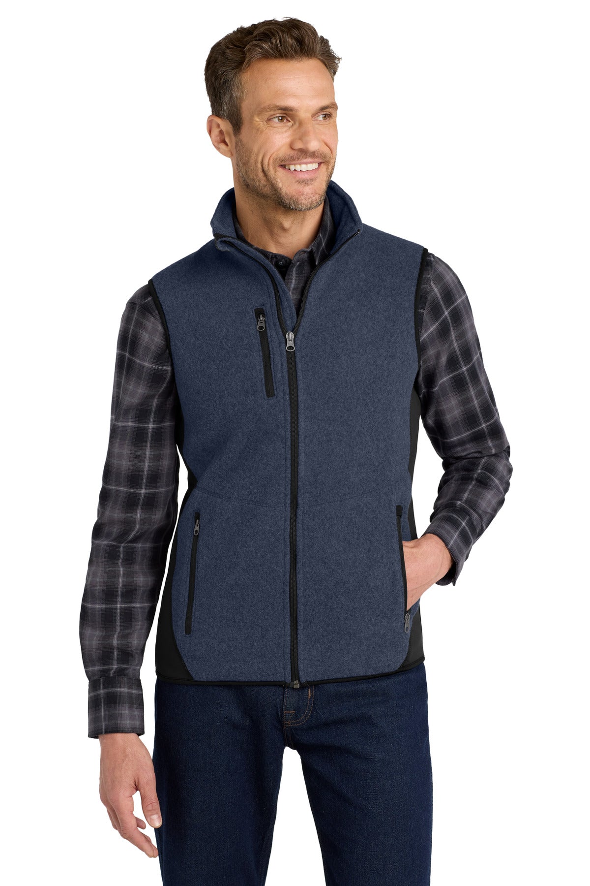 Custom Embroidery or DTF Print - Port Authority ® R-Tek ® Pro Fleece Full-Zip Vest. F228
