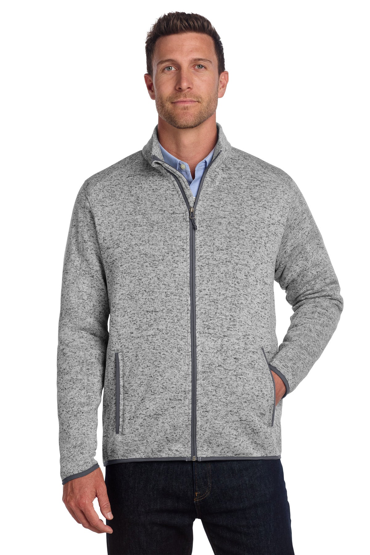 Custom Embroidery or DTF Print - Port Authority ® Sweater Fleece Jacket. F232