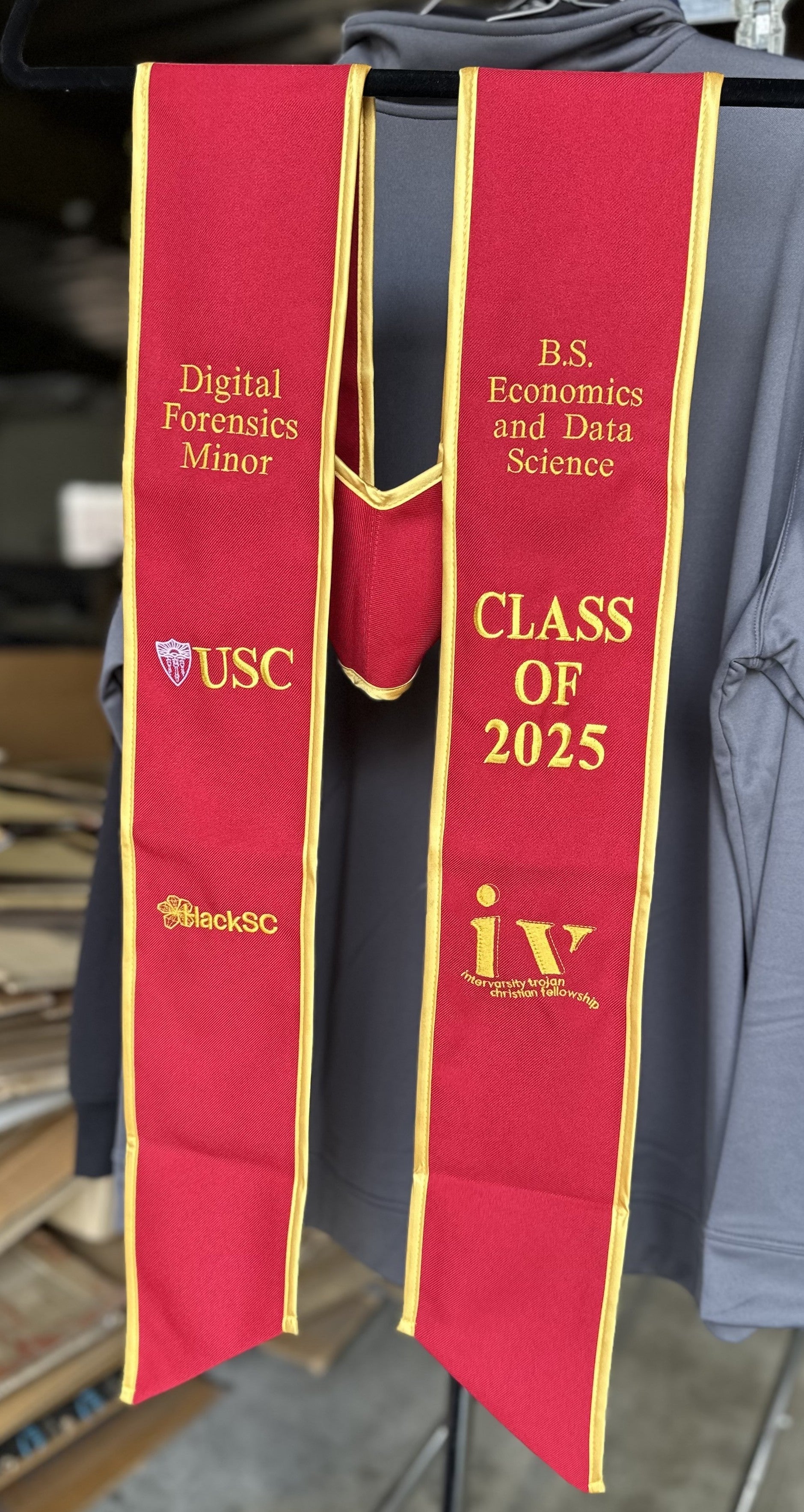 Graduation Sash Stole embroidery sample