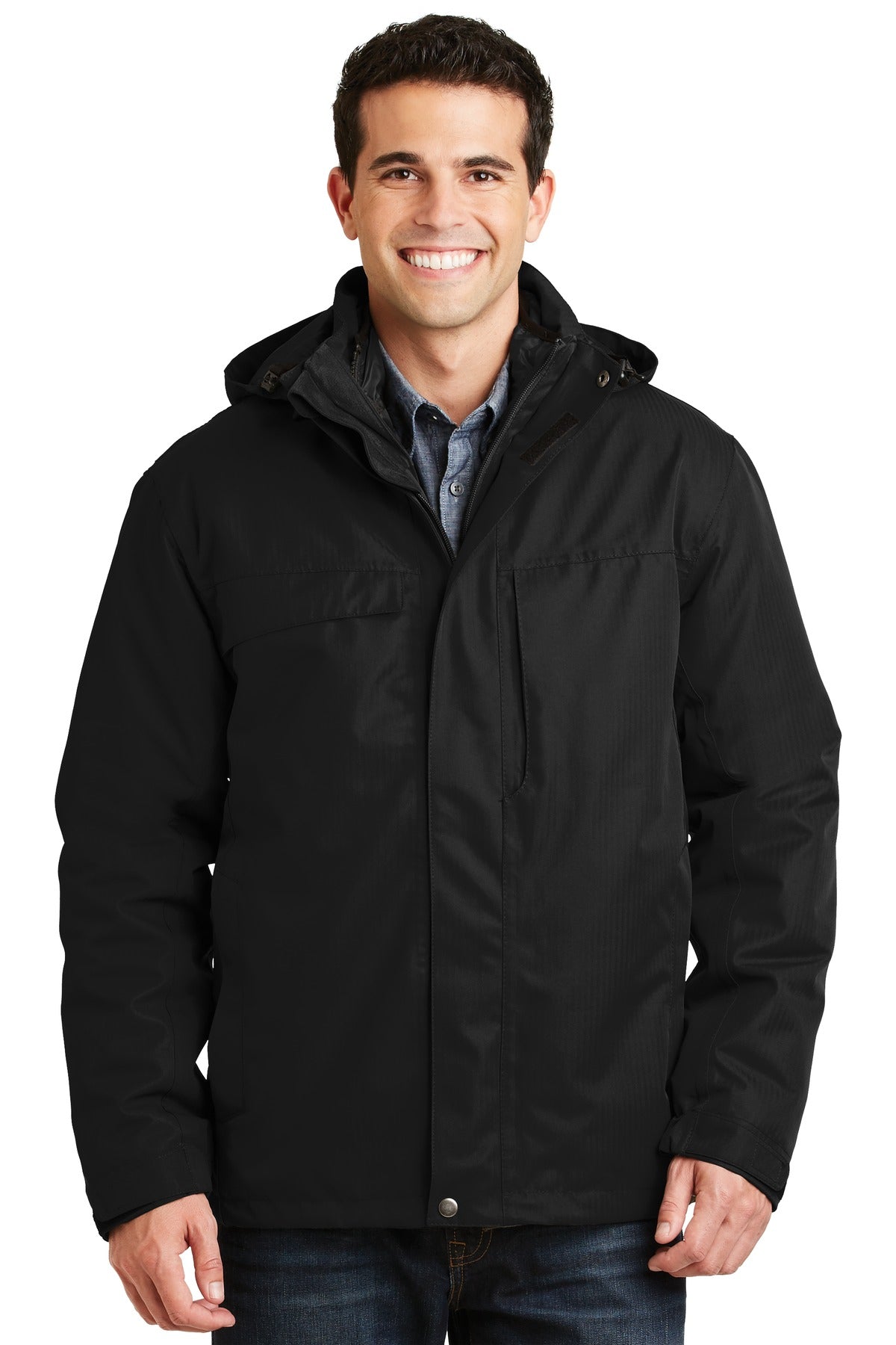 Custom Embroidery or DTF Print - Port Authority ® Herringbone 3-in-1 Parka. J302