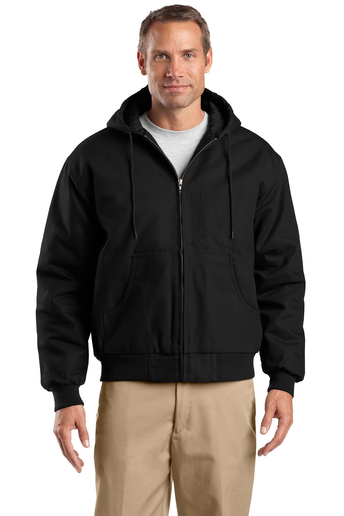 Custom Embroidery or DTF Print - CornerStone ® Tall Duck Cloth Hooded Work Jacket. TLJ763H