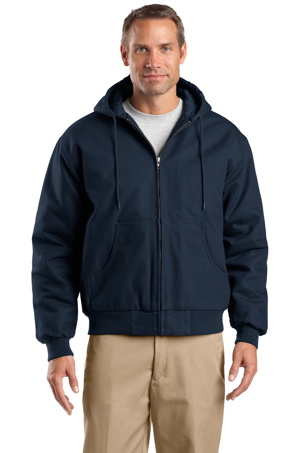 Custom Embroidery or DTF Print - CornerStone ® Tall Duck Cloth Hooded Work Jacket. TLJ763H