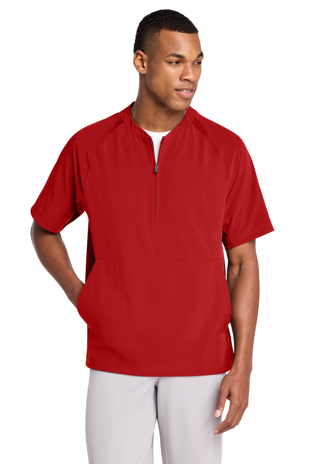 Custom Embroidery or DTF Print - Sport-Tek ® Repeat 1/2-Zip Short Sleeve Jacket JST489