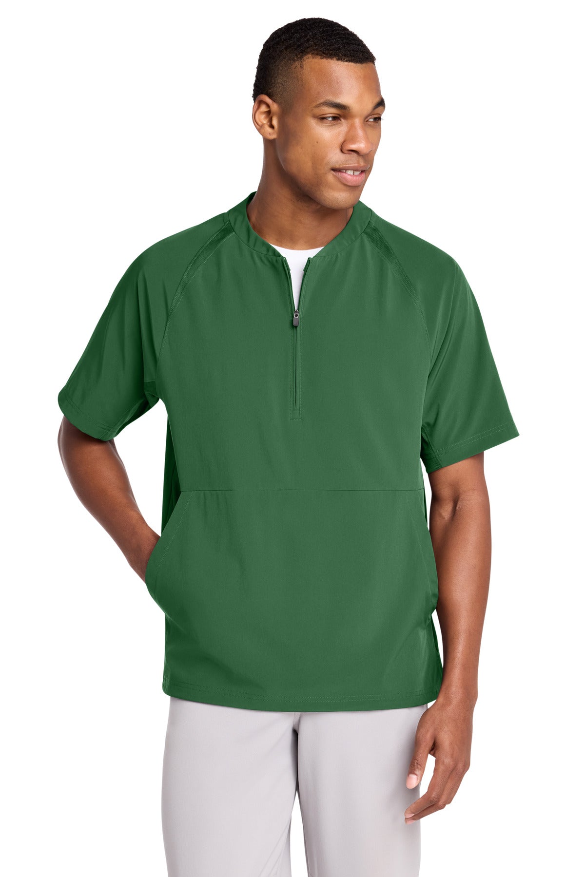 Custom Embroidery or DTF Print - Sport-Tek ® Repeat 1/2-Zip Short Sleeve Jacket JST489