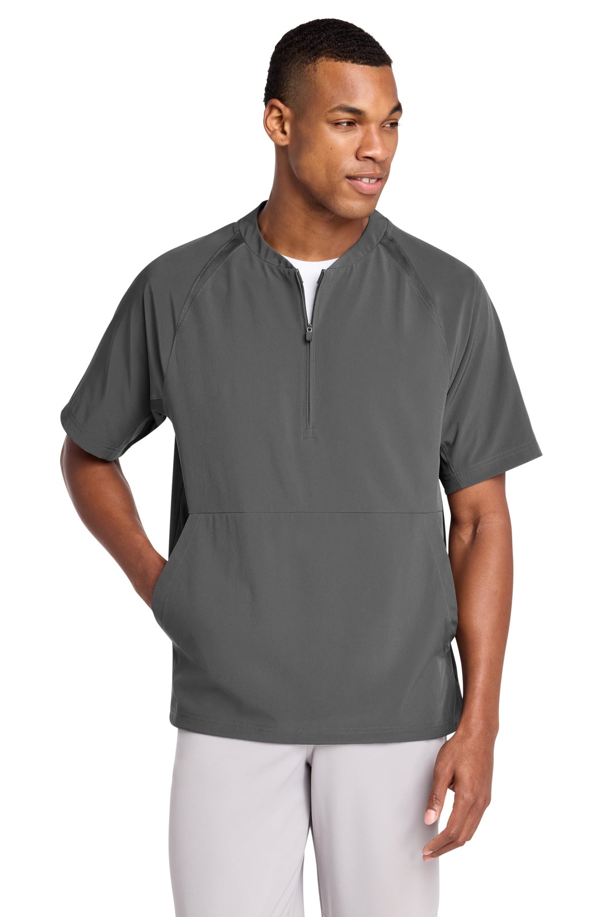 Custom Embroidery or DTF Print - Sport-Tek ® Repeat 1/2-Zip Short Sleeve Jacket JST489