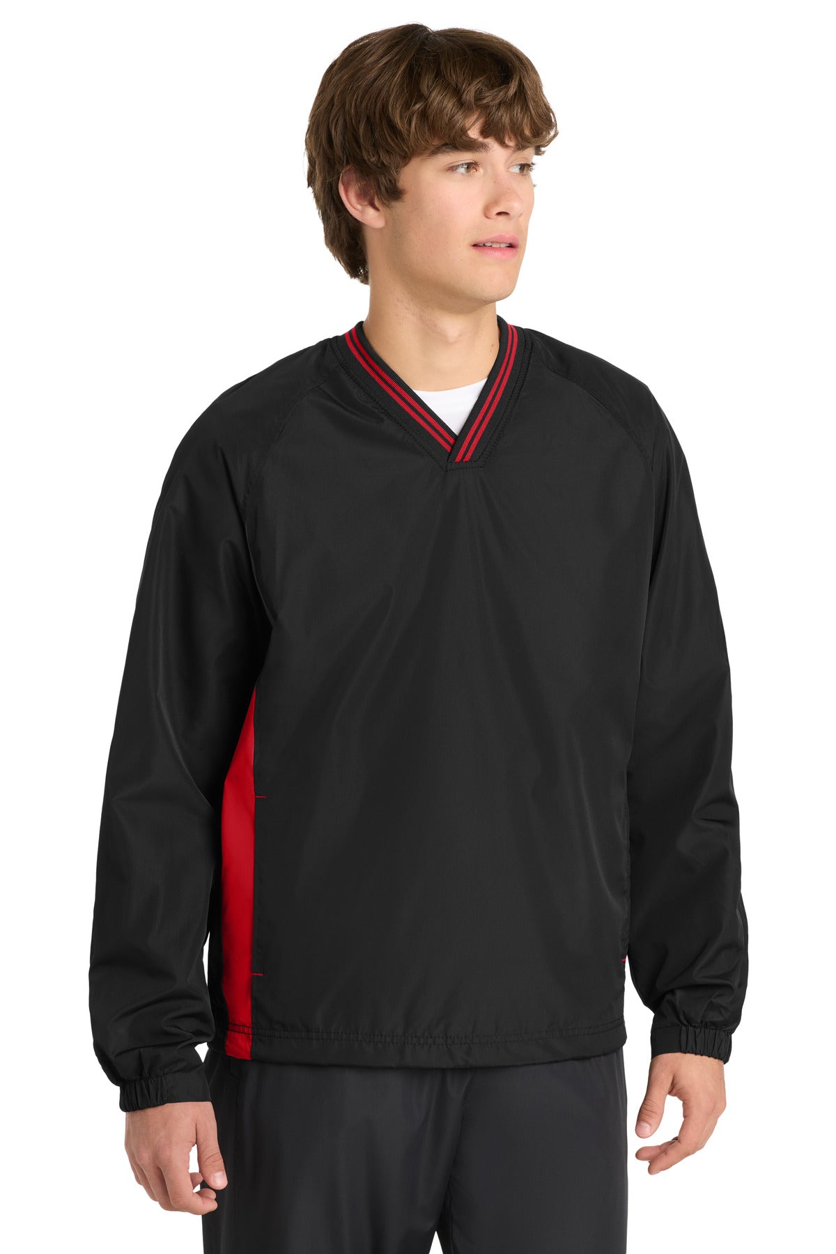 Custom Embroidery or DTF Print - Sport-Tek ® Tipped V-Neck Raglan Wind Shirt. JST62