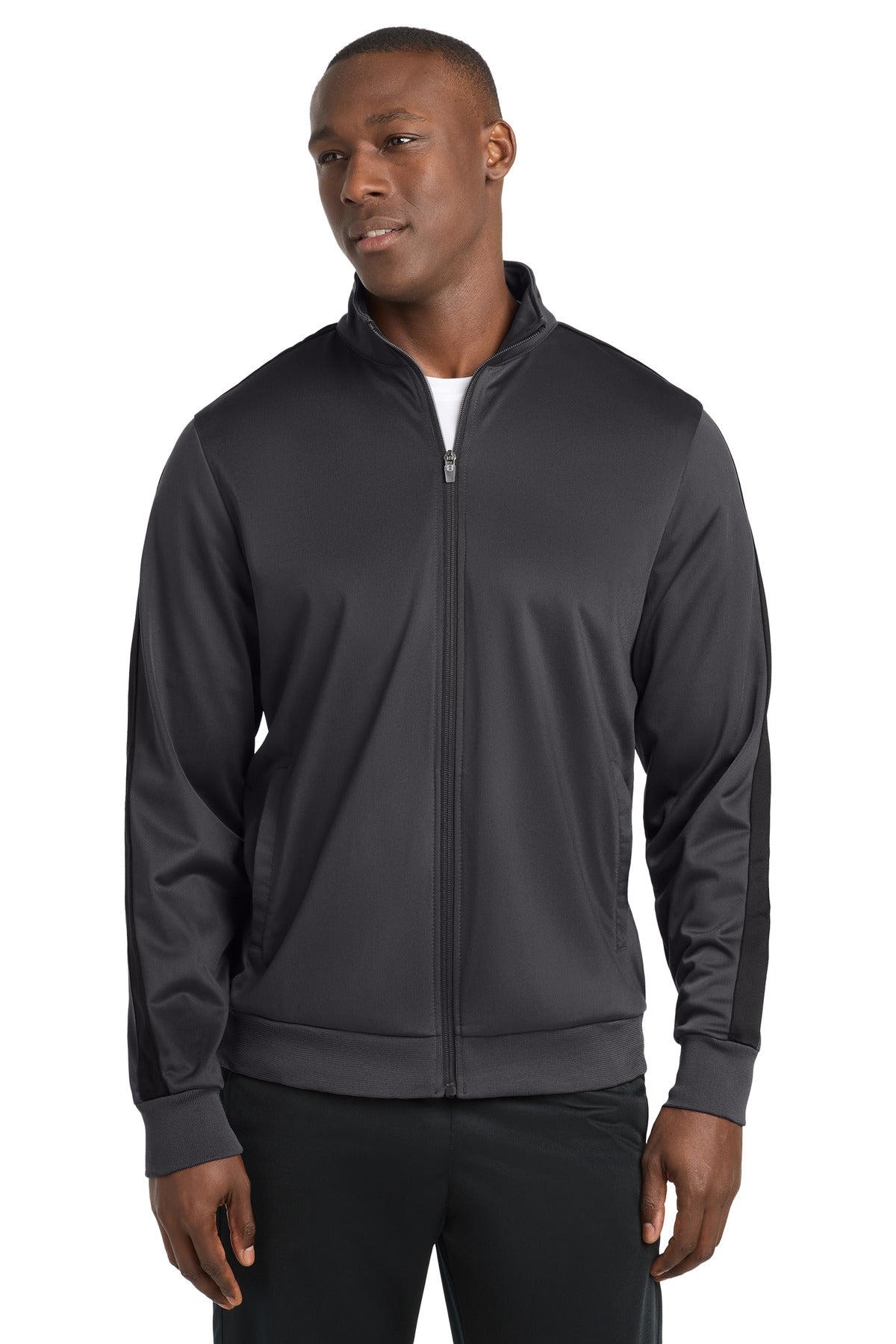 Custom Embroidery or DTF Print - Sport-Tek ® Tricot Sleeve Stripe Track Jacket. JST94