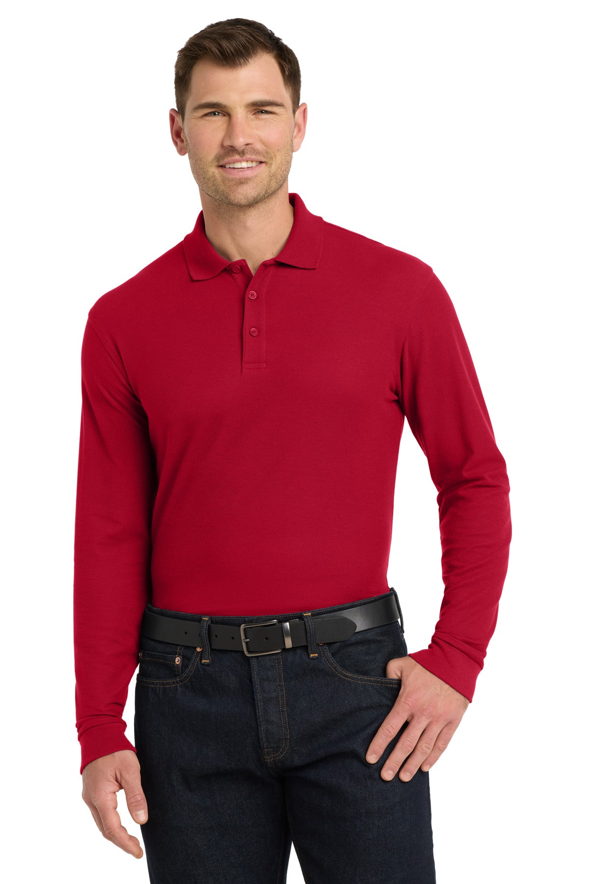 Custom Embroidery or DTF Print - Port Authority ® Long Sleeve Core Classic Pique Polo. K100LS