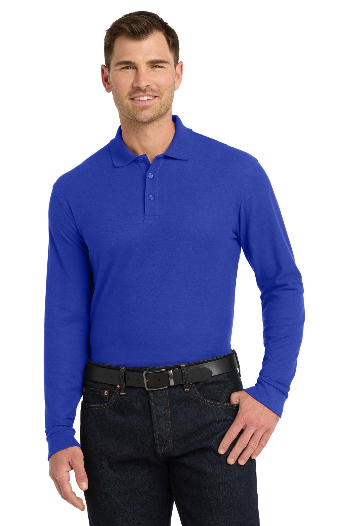 Custom Embroidery or DTF Print - Port Authority ® Long Sleeve Core Classic Pique Polo. K100LS