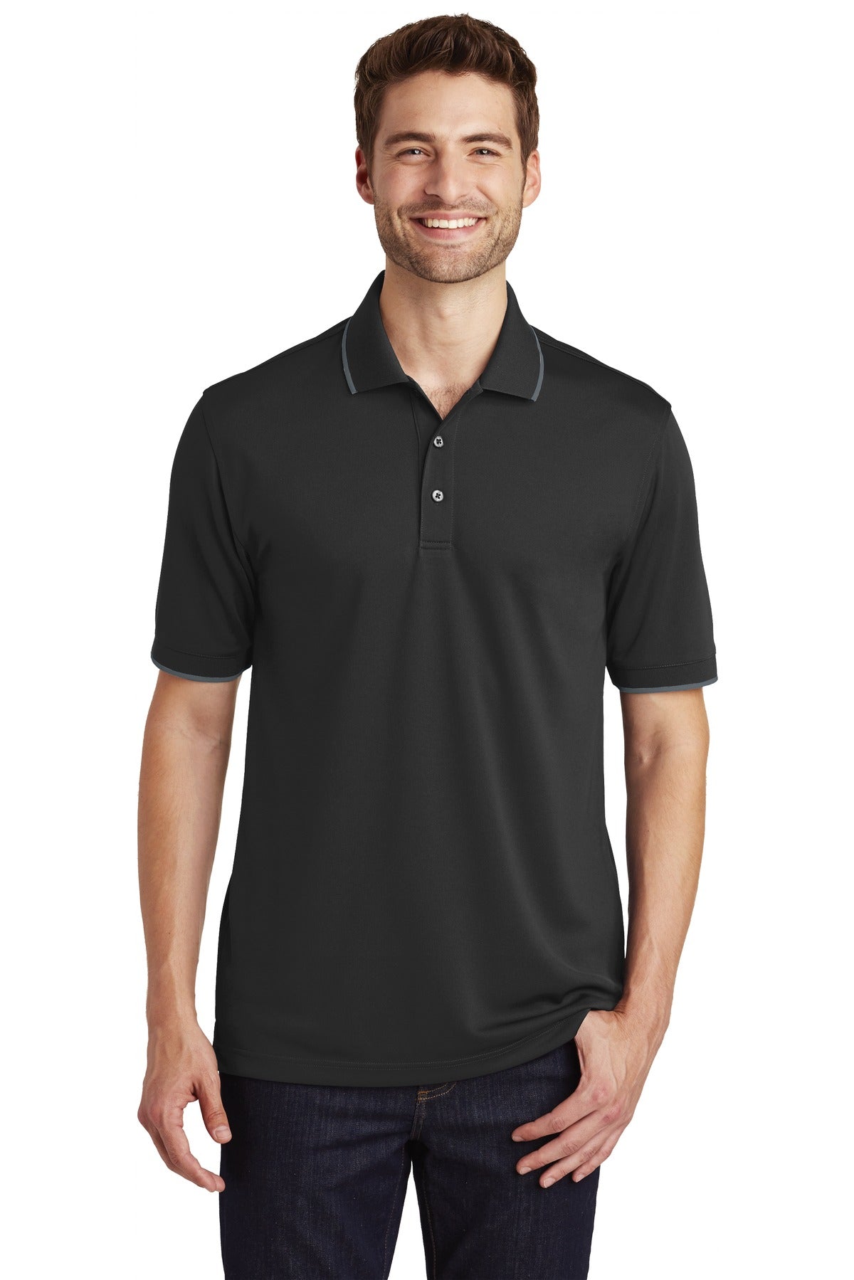 Custom Embroidered - Port Authority© Dry Zone© UV Micro-Mesh Tipped Polo. K111