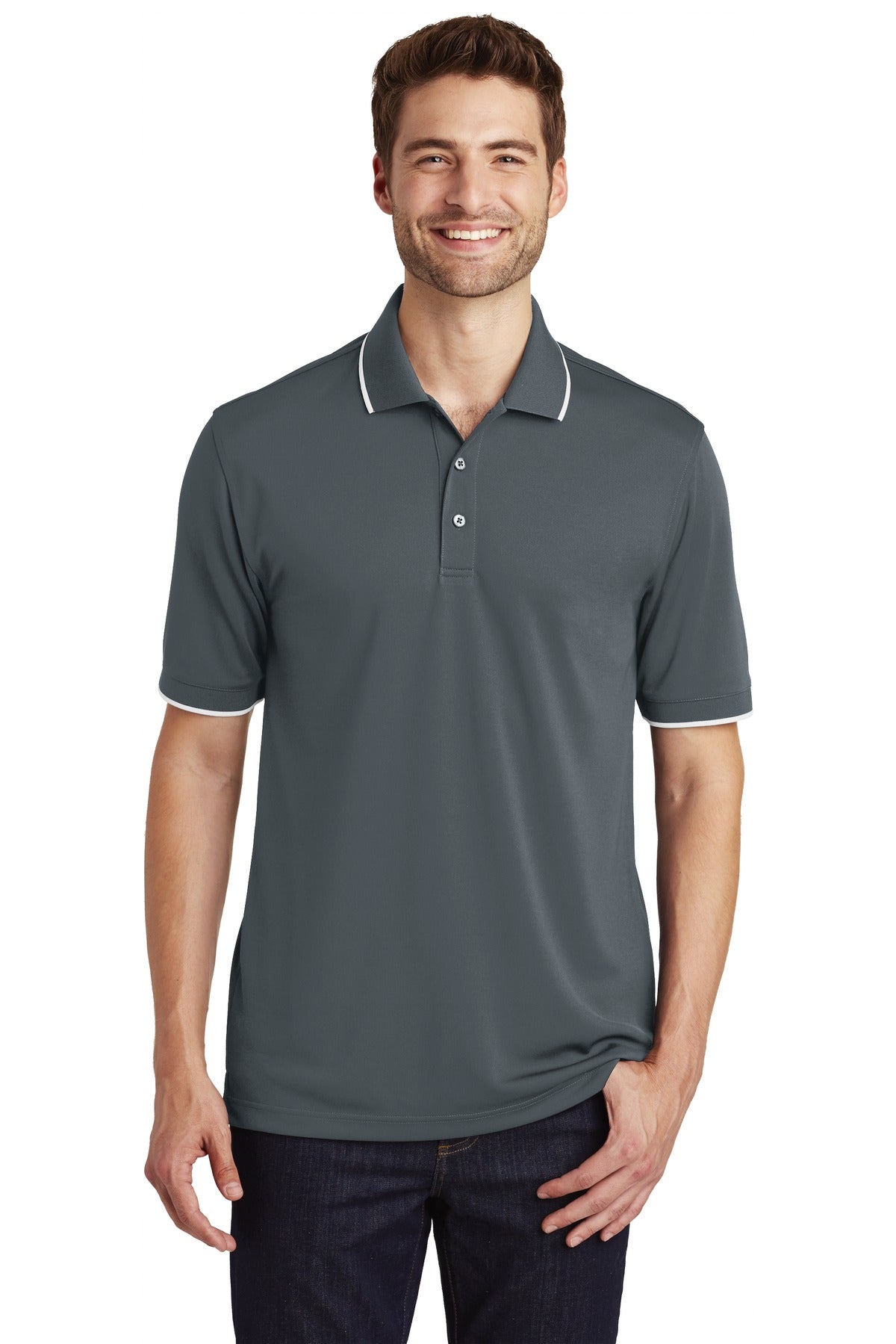 Custom Embroidered - Port Authority© Dry Zone© UV Micro-Mesh Tipped Polo. K111