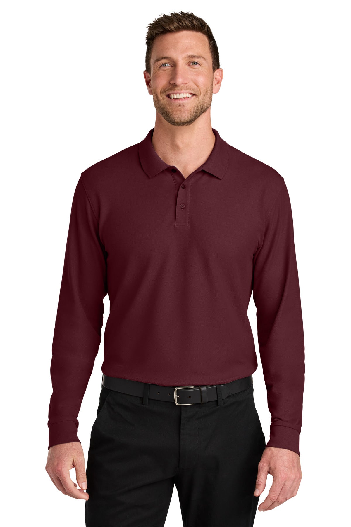 Custom Embroidery or DTF Print - Port Authority ® Wearever Signature Pique Long Sleeve Polo K200LS