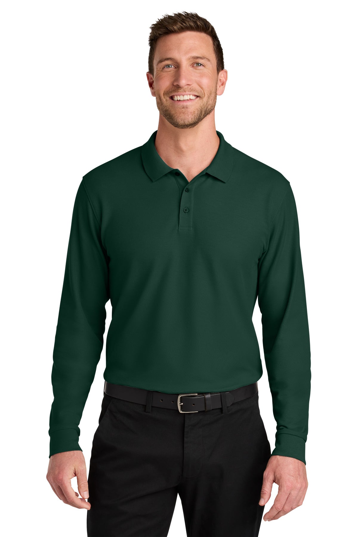 Custom Embroidered or DTF Printed - Port Authority® Wearever Signature Pique Long Sleeve Polo K200LS