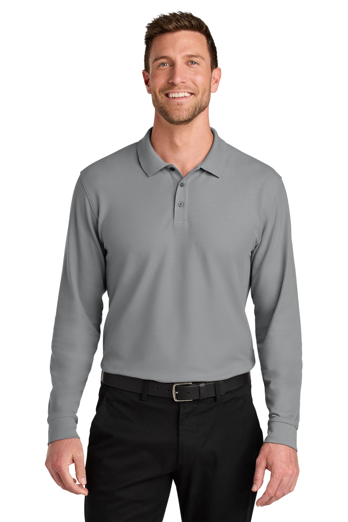 Custom Embroidery or DTF Print - Port Authority ® Wearever Signature Pique Long Sleeve Polo K200LS