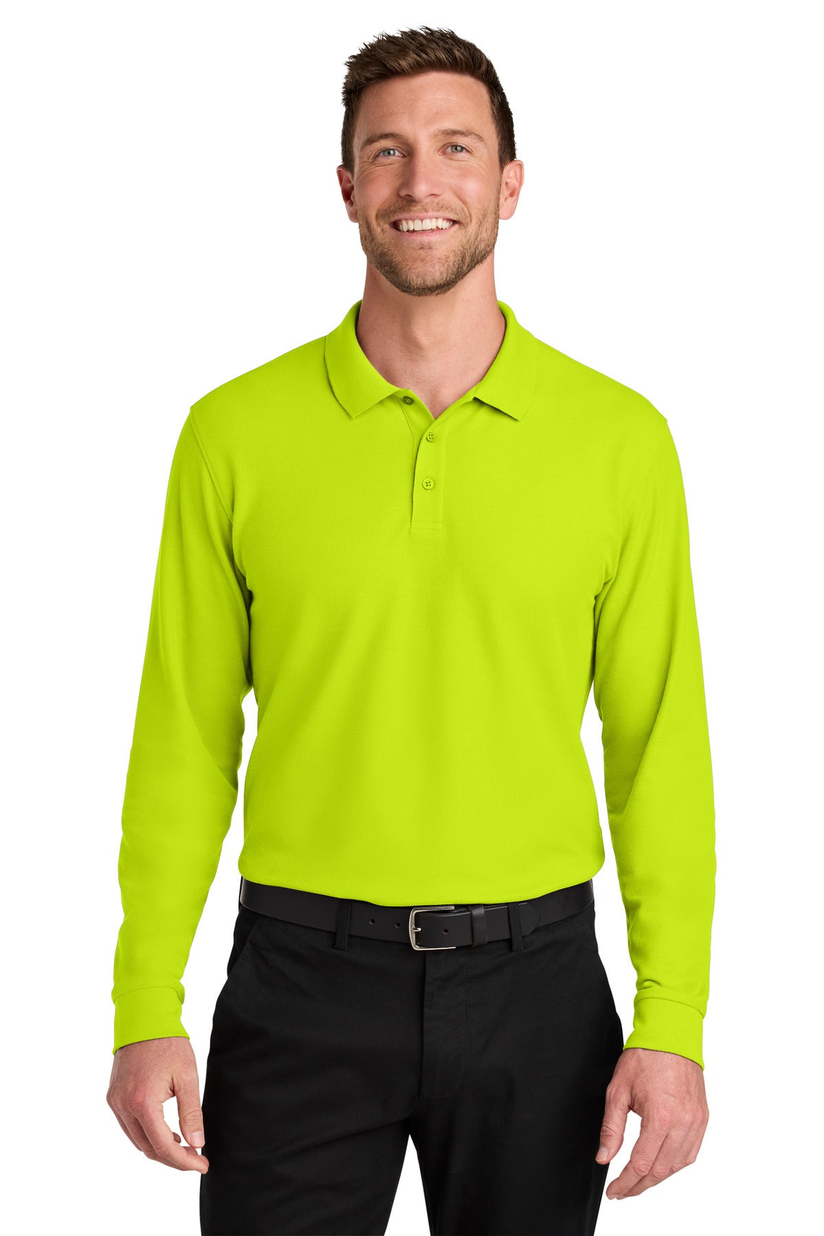 Custom Embroidered or DTF Printed - Port Authority® Wearever Signature Pique Long Sleeve Polo K200LS