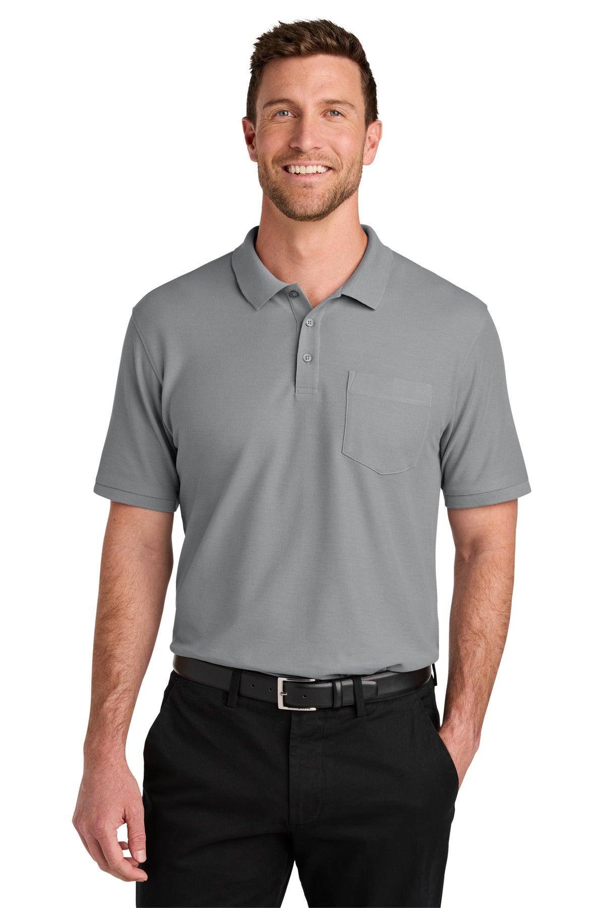 Custom Embroidered or DTF Printed - Port Authority® Wearever Signature Pique Pocket Polo K200P